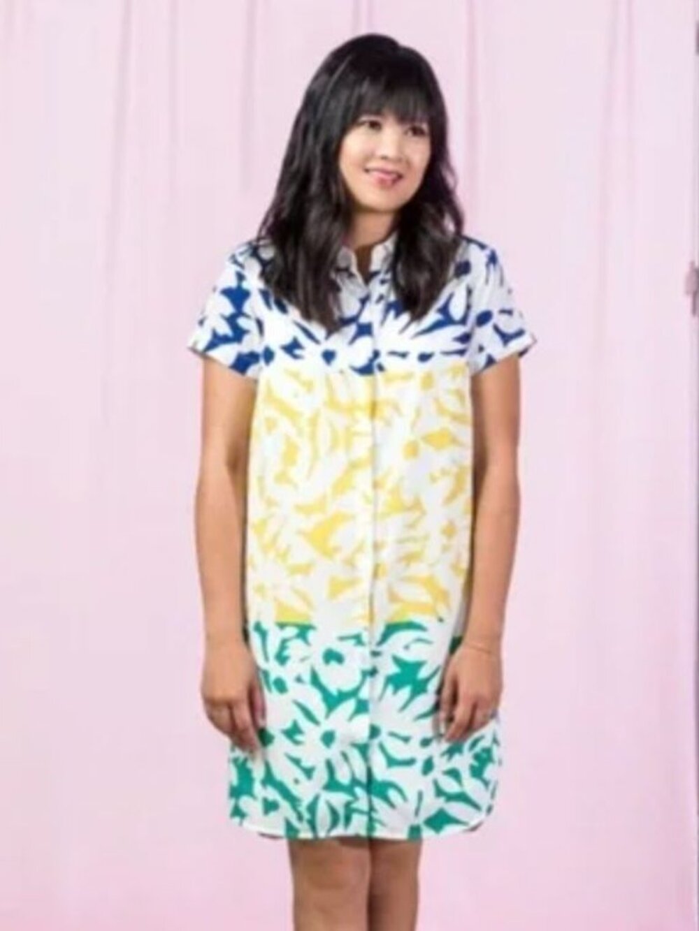 Anthropologie Whit Two Blocked Blooms Shirtdress Multicolor Floral Medium